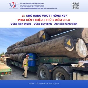 Overloading cargo: Fines up to 1 million VND and 2 points deducted from driver's license. Chở hàng vượt thùng xe: Phạt đến 1 triệu đồng & trừ 2 điểm GPLX